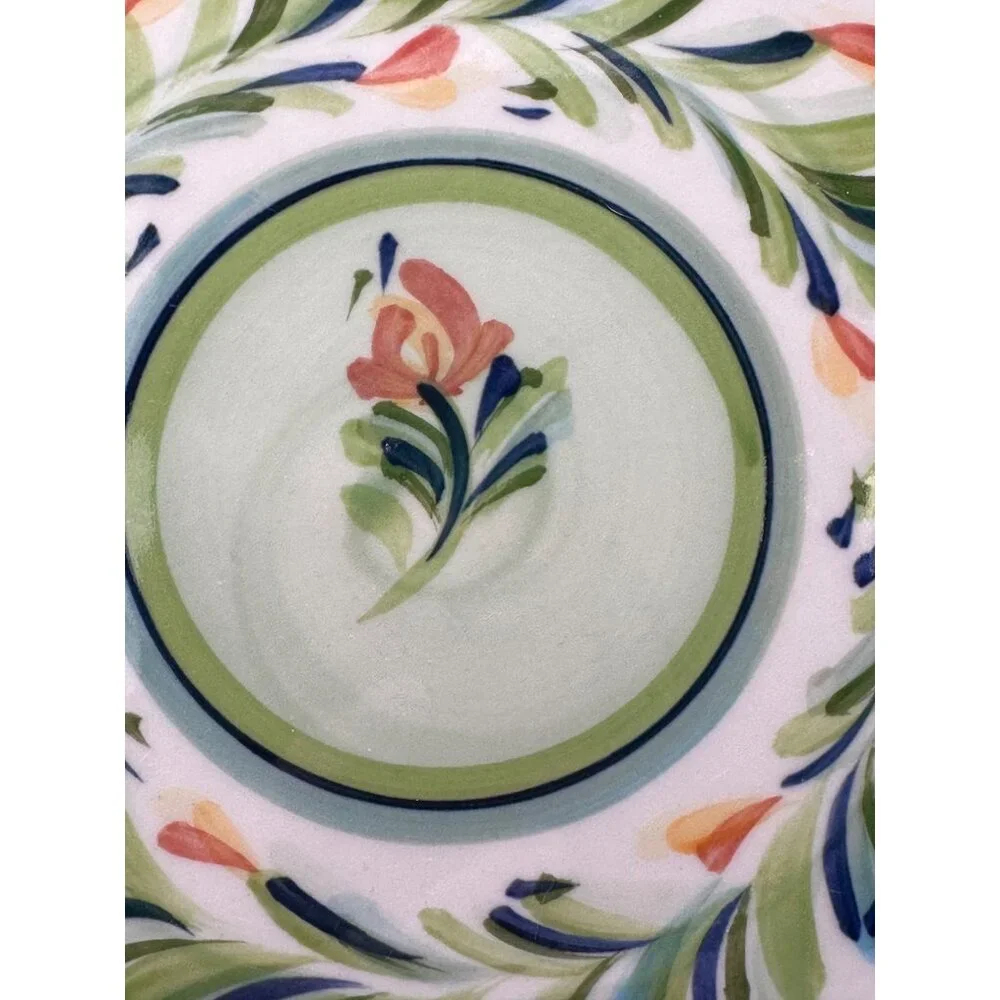 Southern Living‎ Sienna Green Garland Gail Pittman Pottery Trivet Plate 7.25”